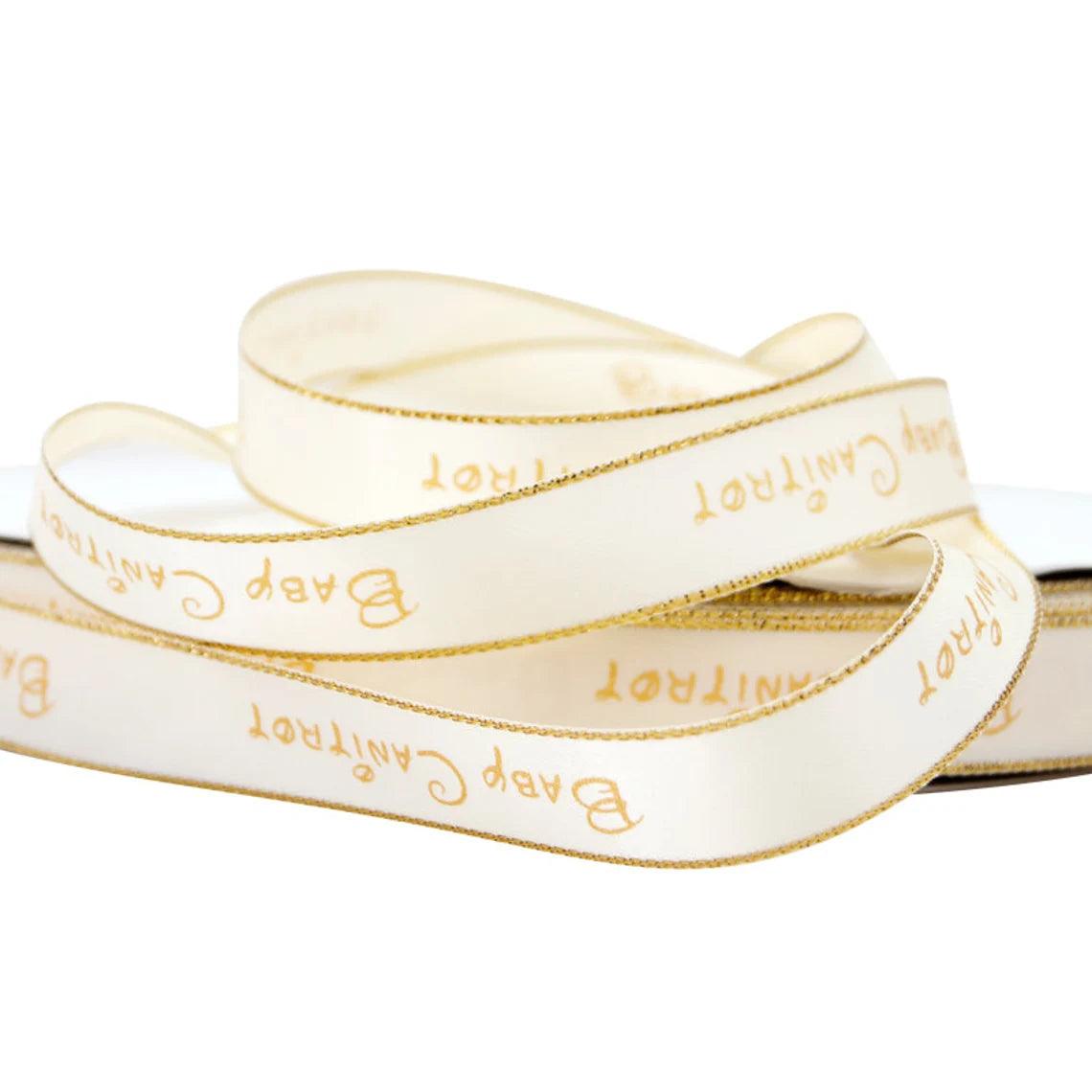 100 Yards Personalized Metallic Gold Ribbon with Custom Wedding Logo for Gifts & Decorations - Wholesale Customized Store